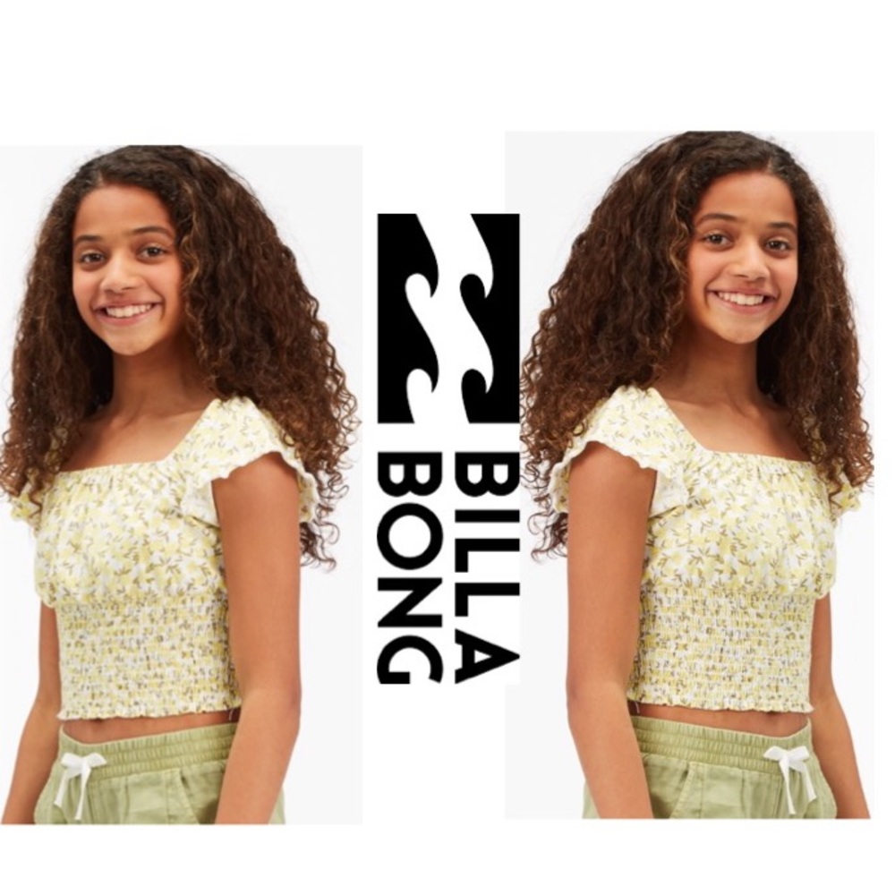 BILLA BONG Sweet Flowers Short Sleeve Knit Top Girl’s Size M